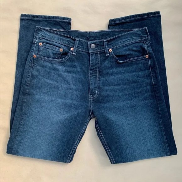 Levi's 505 Straight Fit Jeans. Size: 33 Waist - 32 Length. Colour: dark blue - Picture 3 of 5